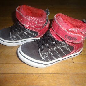 Osiris skateboard canvas high top sneakers shoes skate 7 black red no tie laces